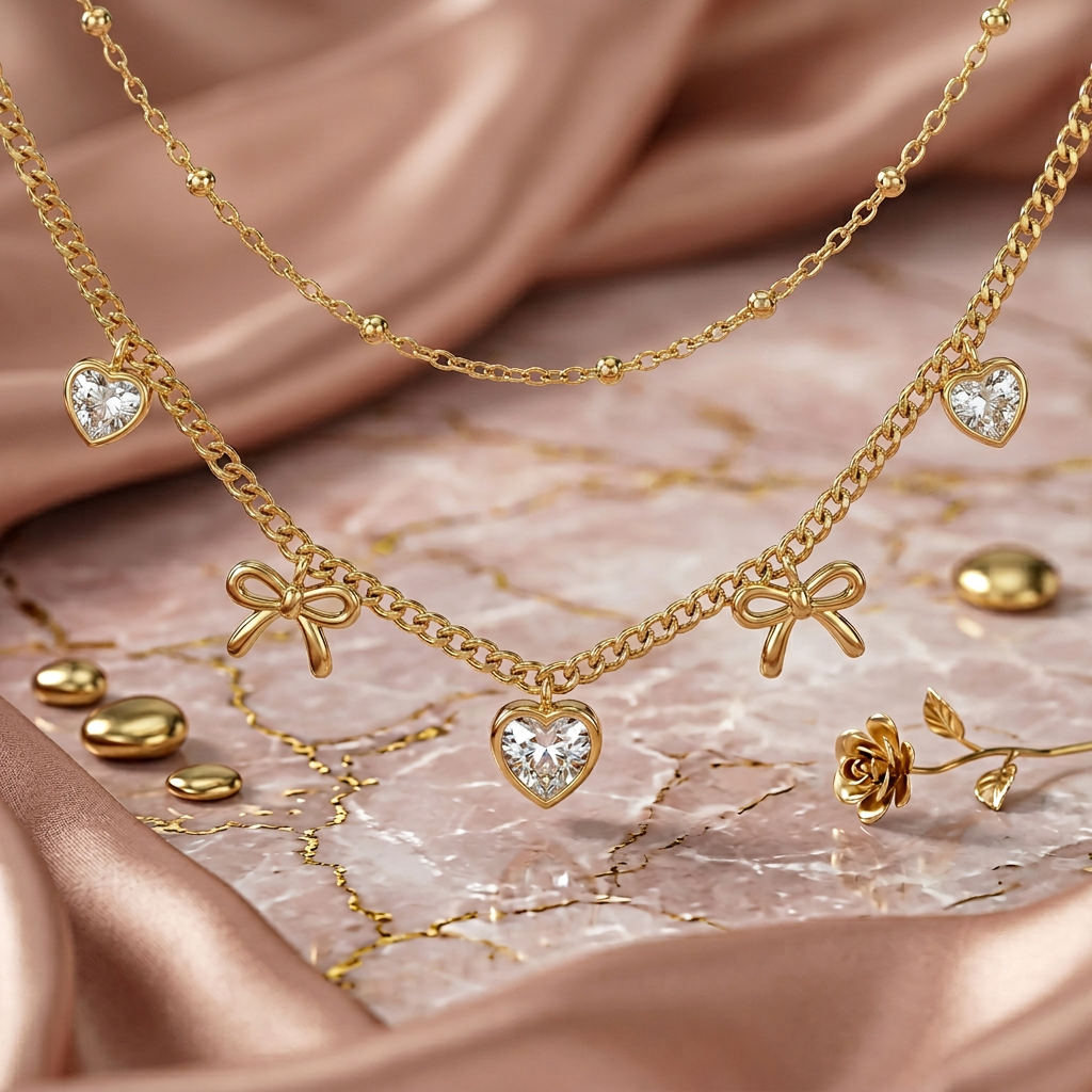 Botanical Bloom Station Necklace – 18k Gold Plated Waterproof Stainless Steel