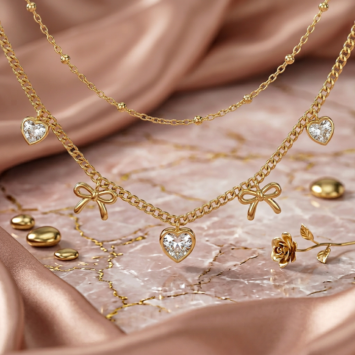 Botanical Bloom Station Necklace – 18k Gold Plated Waterproof Stainless Steel