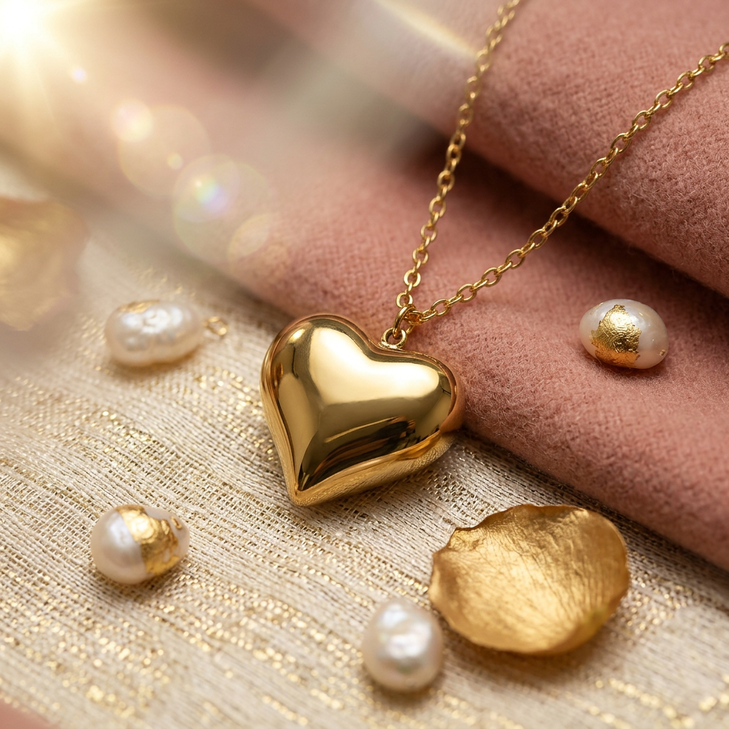 Heart Blossom Chain – Tarnish-Free Minimalist Love Pendant Stainless Steel