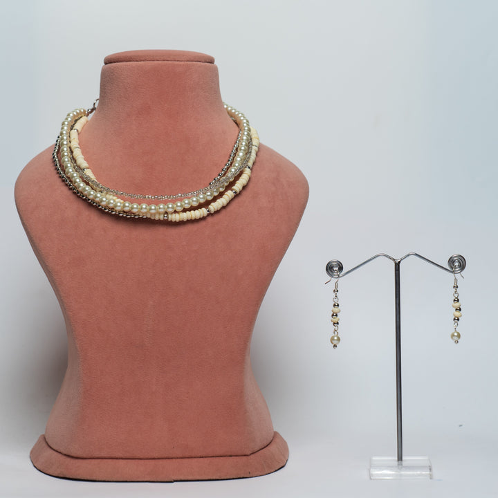 Layered Necklace with Drop Earrings