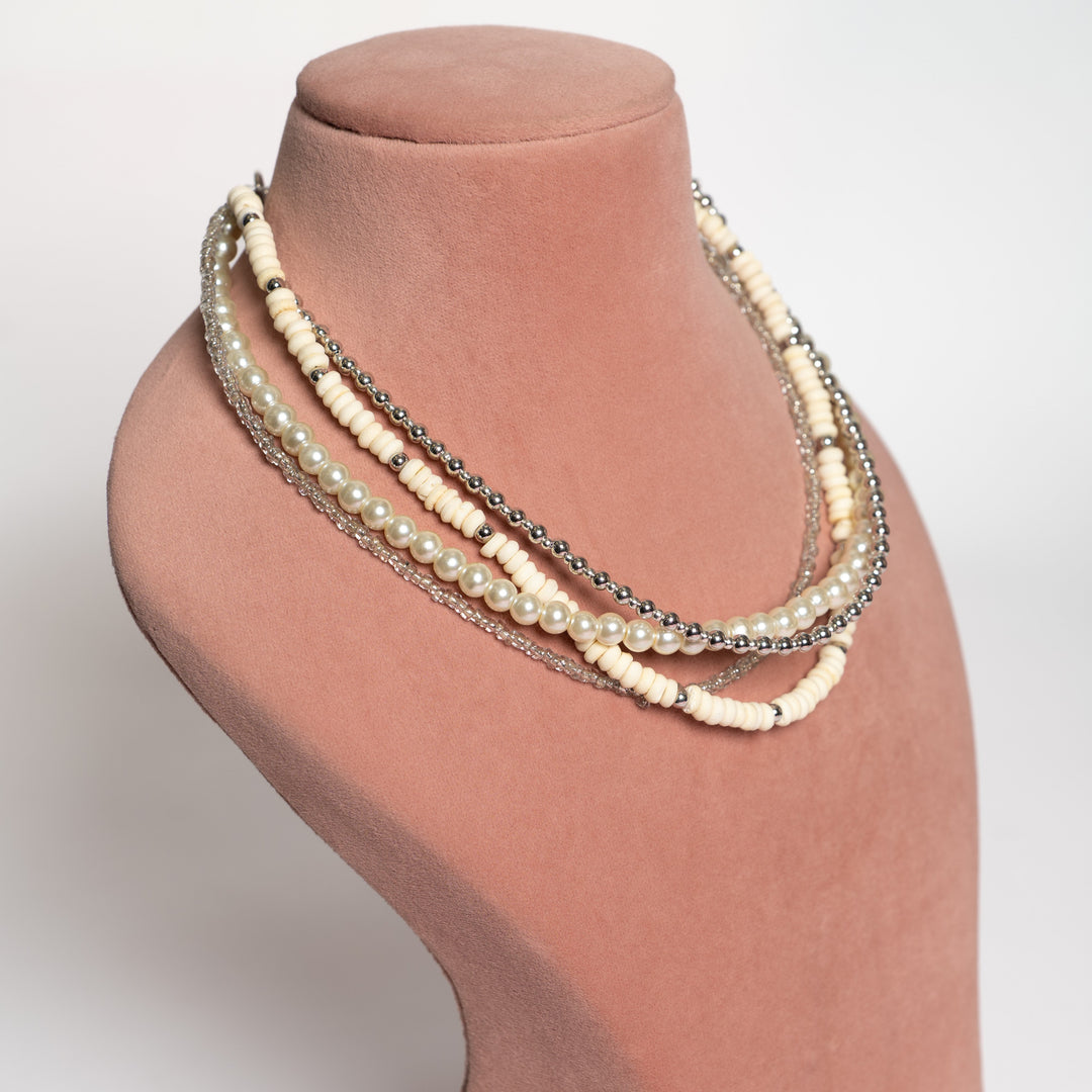 Layered Necklace with Drop Earrings