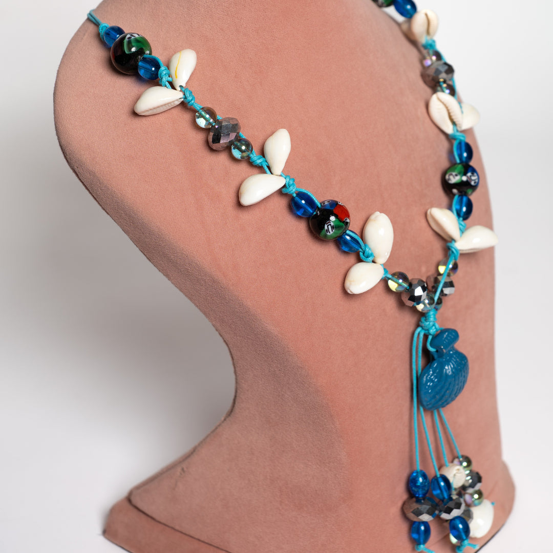 Ocean Breeze Seashell & Beaded Necklace with Drop Earrings