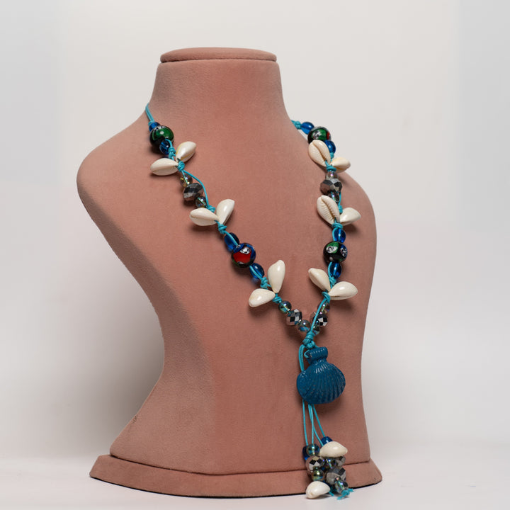 Ocean Breeze Seashell & Beaded Necklace with Drop Earrings