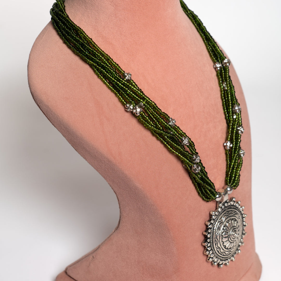 Green Beaded Necklace Set