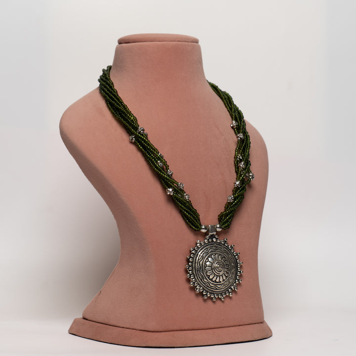 Green Beaded Necklace Set