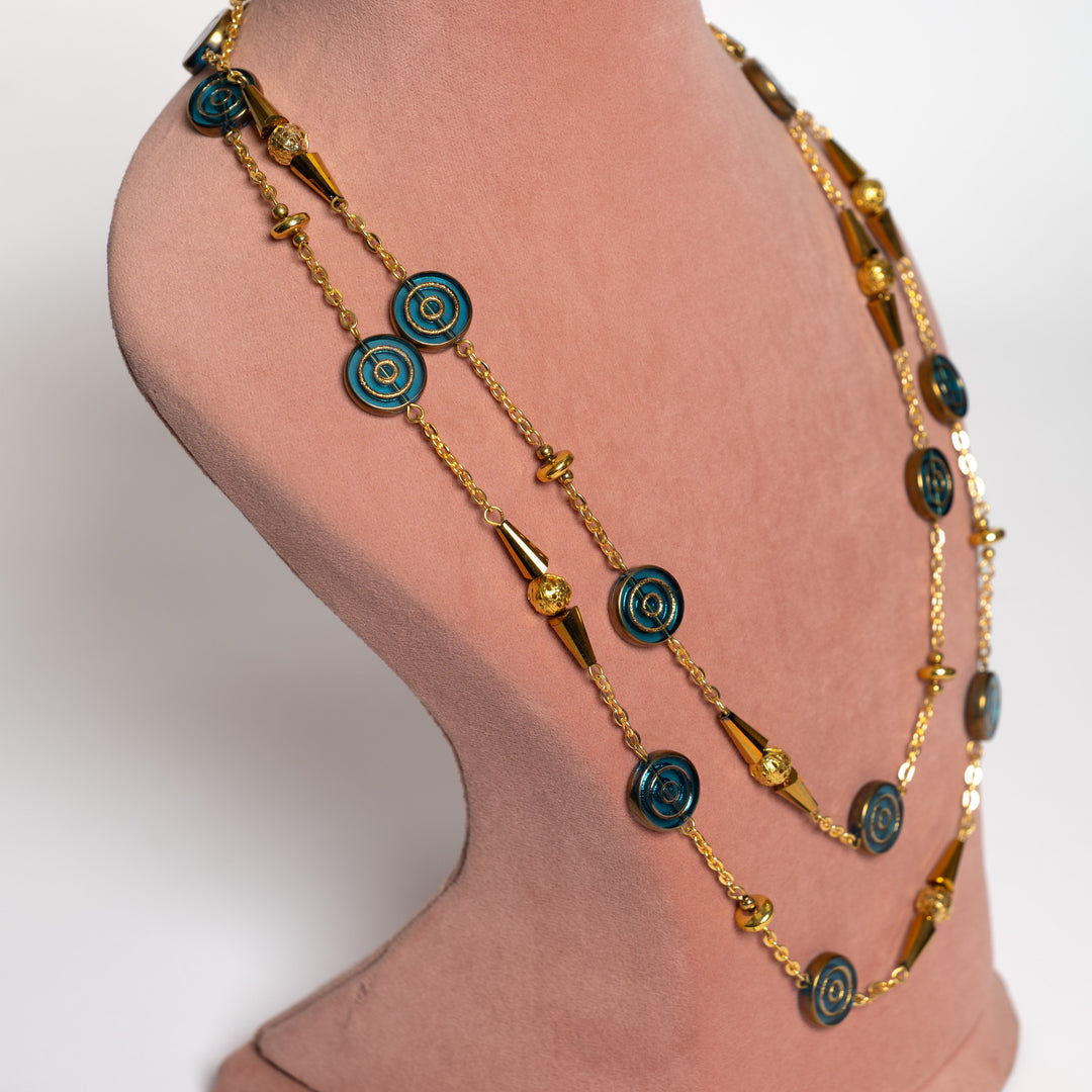 Maya Teal & Gold Statement Chain Necklace