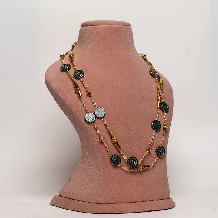 Maya Teal & Gold Statement Chain Necklace