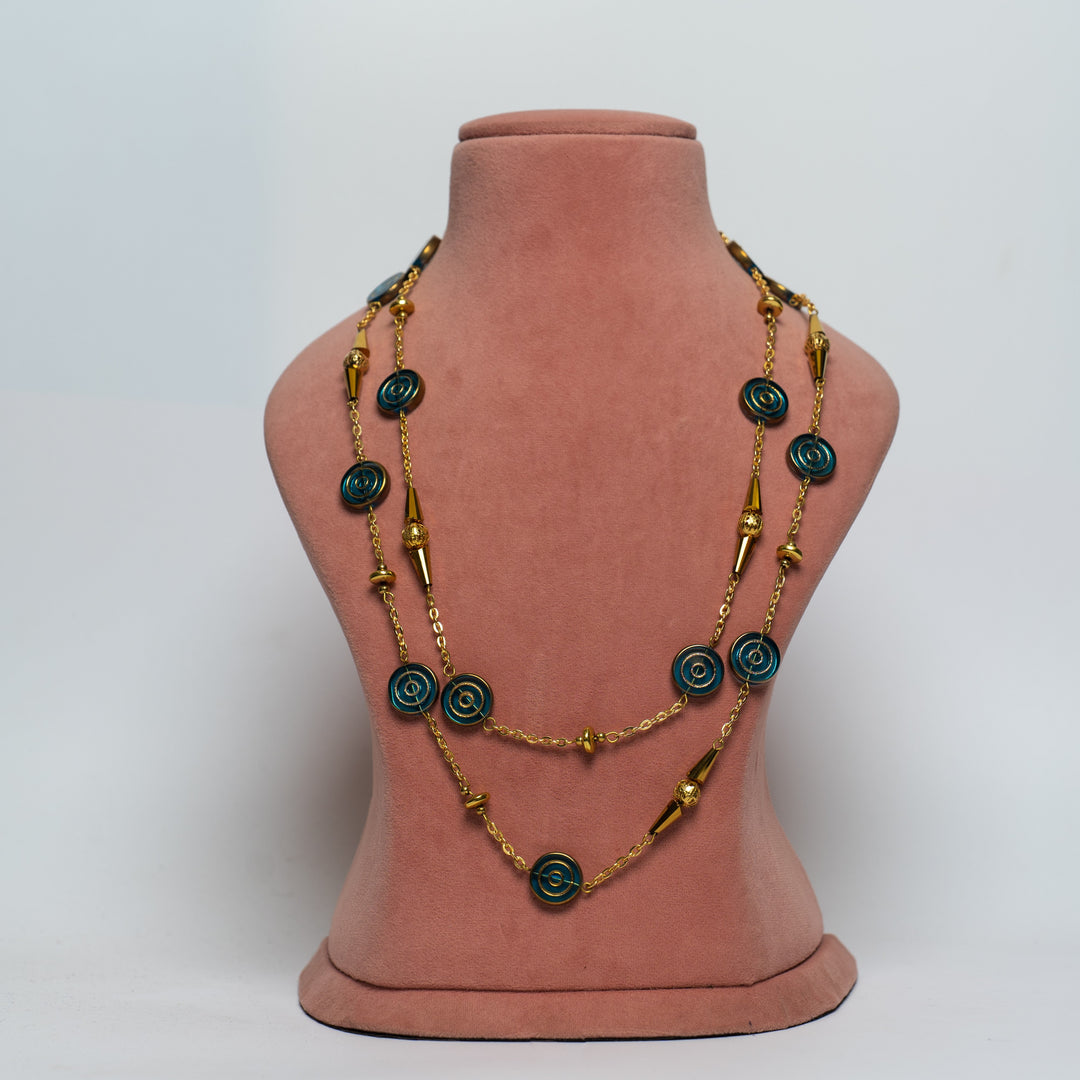 Maya Teal & Gold Statement Chain Necklace