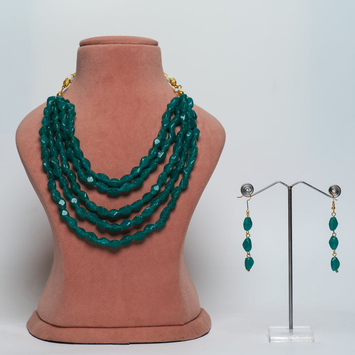Multi-Strand Green Beaded Necklace