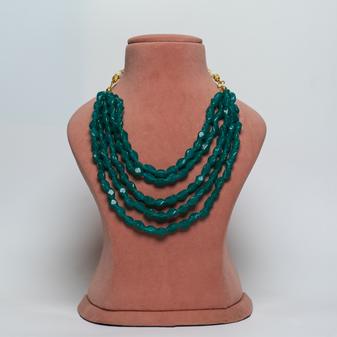 Multi-Strand Green Beaded Necklace