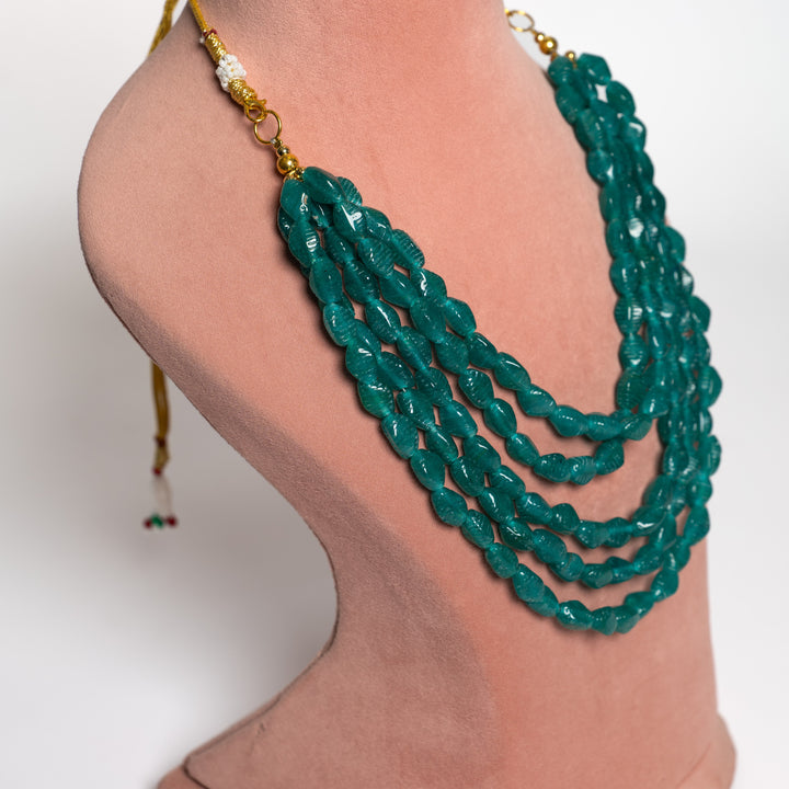 Multi-Strand Green Beaded Necklace