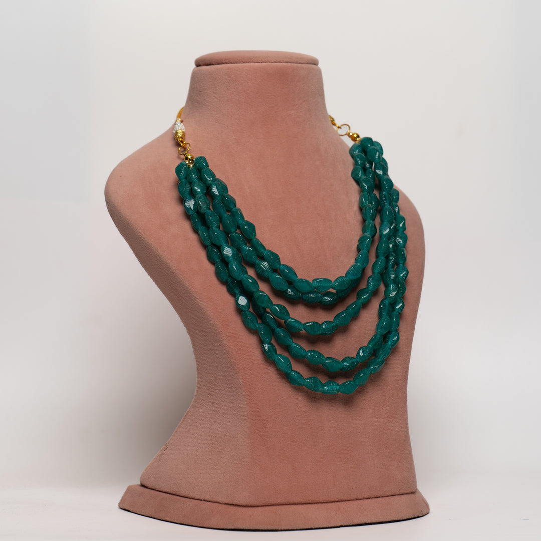Multi-Strand Green Beaded Necklace