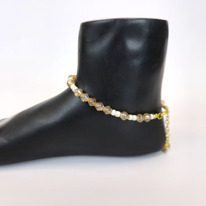 Golden Bicone & Seed Bead Anklet