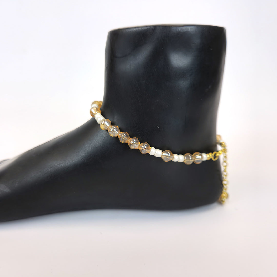 Golden Bicone & Seed Bead Anklet