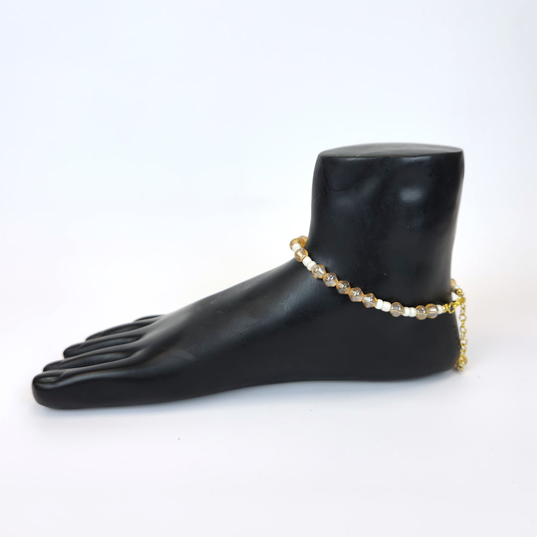 Golden Bicone & Seed Bead Anklet