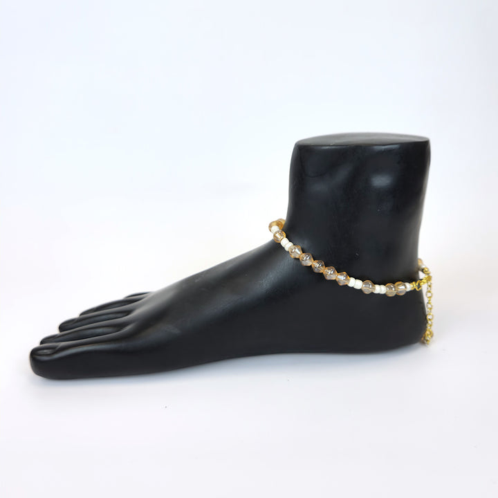 Golden Bicone & Seed Bead Anklet