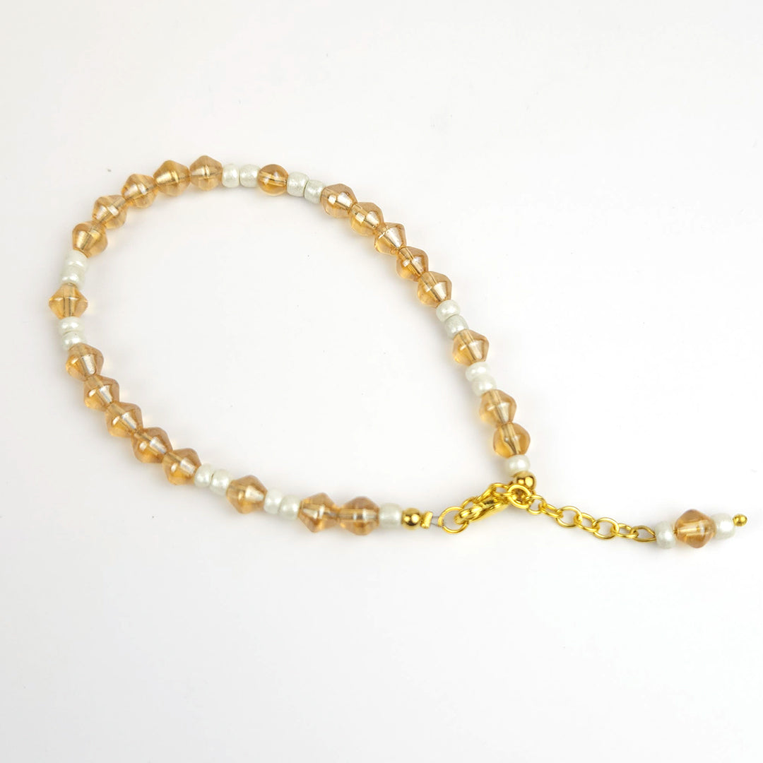 Golden Bicone & Seed Bead Anklet