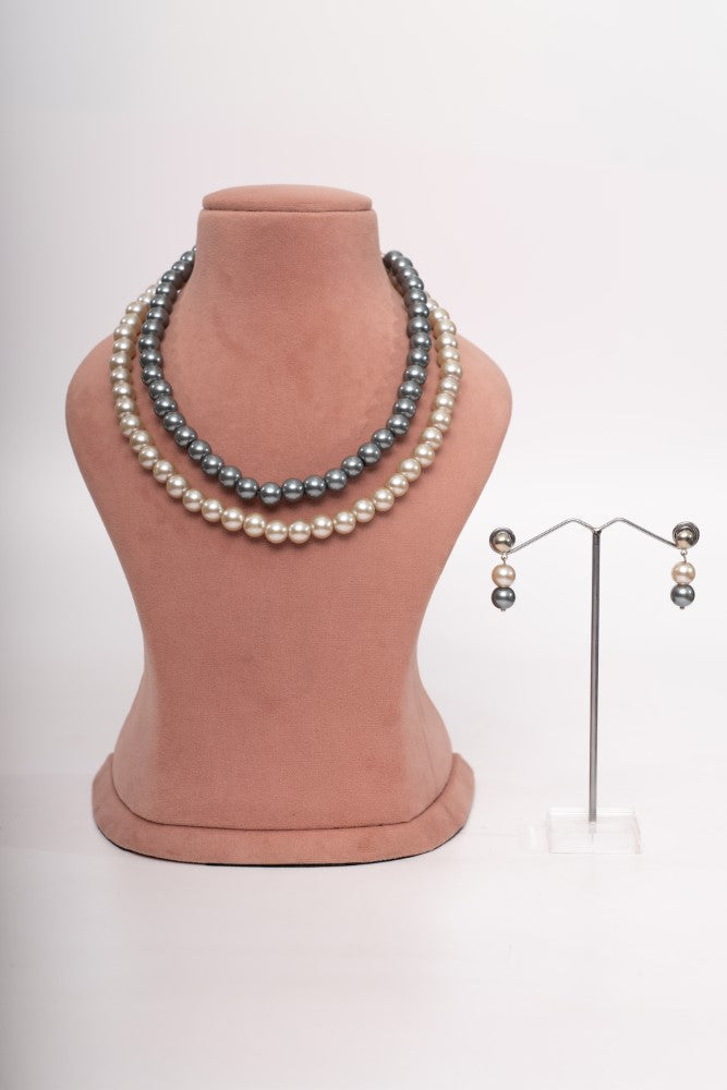 Two-Tone Pearl Necklace Set