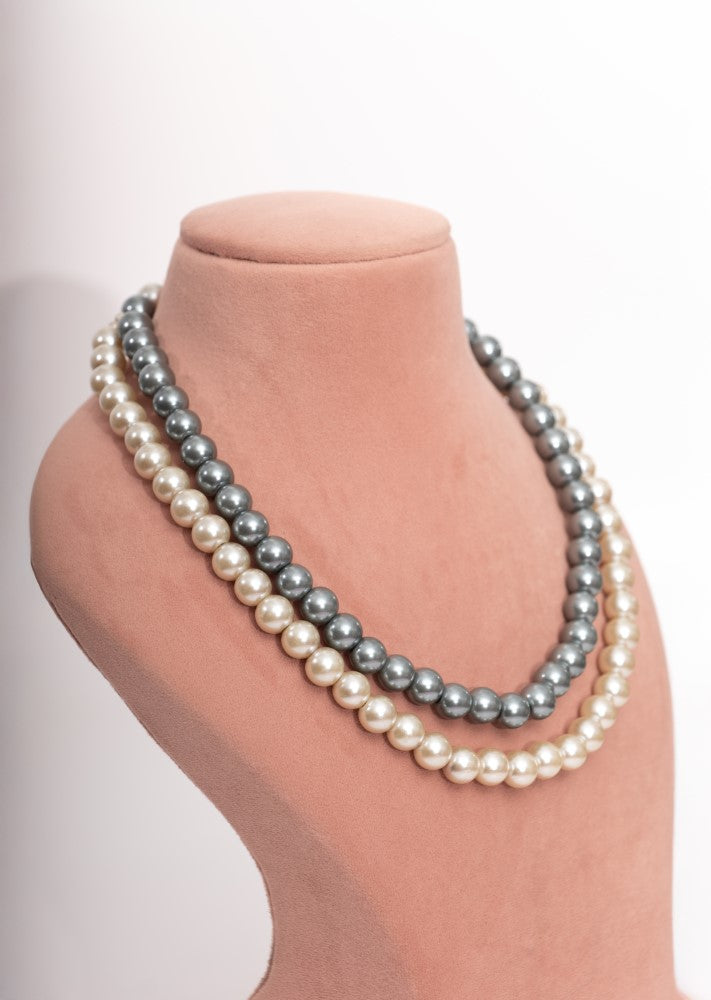 Two-Tone Pearl Necklace Set