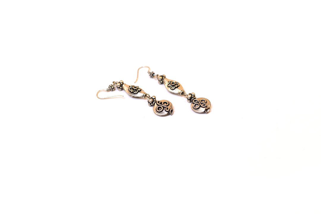 Double Layrered Long Metal Beads Earings