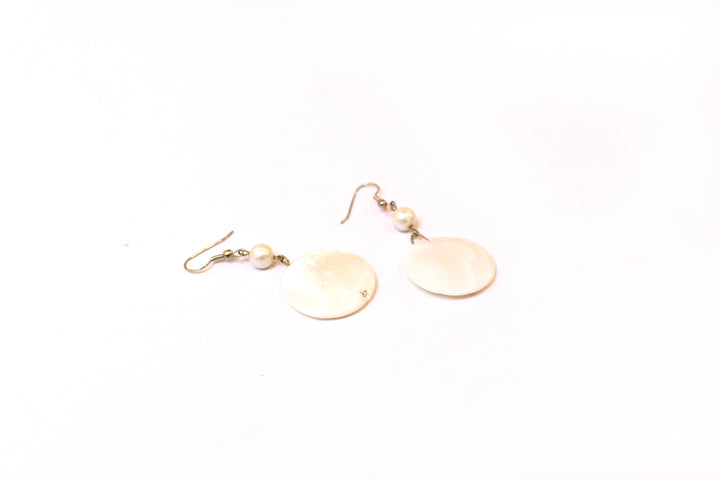 Shell Coins & Pearl Beads Earings