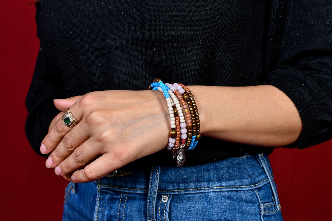 Multi Shape Glass Bead Sprial Bracelet