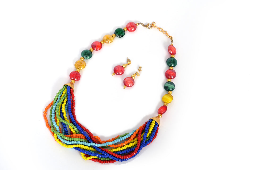 Multi colour Glass Bead Necklace
