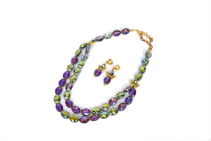 Rainbow polish faceted Bead Necklace