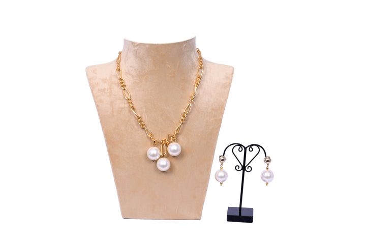 Big Size Plastic Pearl Necklklace with Chain