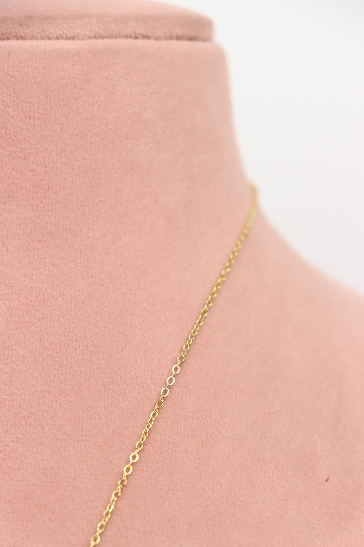 Delemon high-quality gold plated chain necklace featuring a small evil eye pendant
