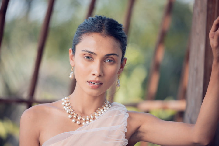 Glass Bead Necklace with Chain