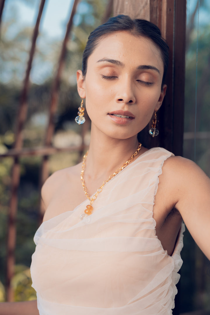 Glass Bead Necklace with Chain