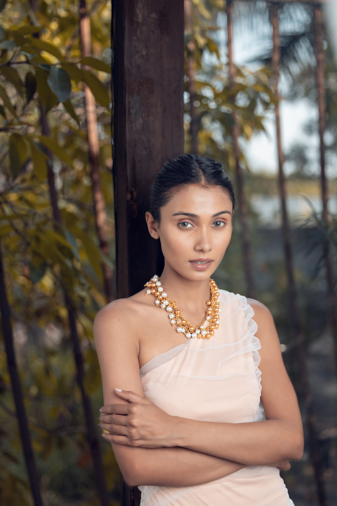 Glass bead Necklace with chain