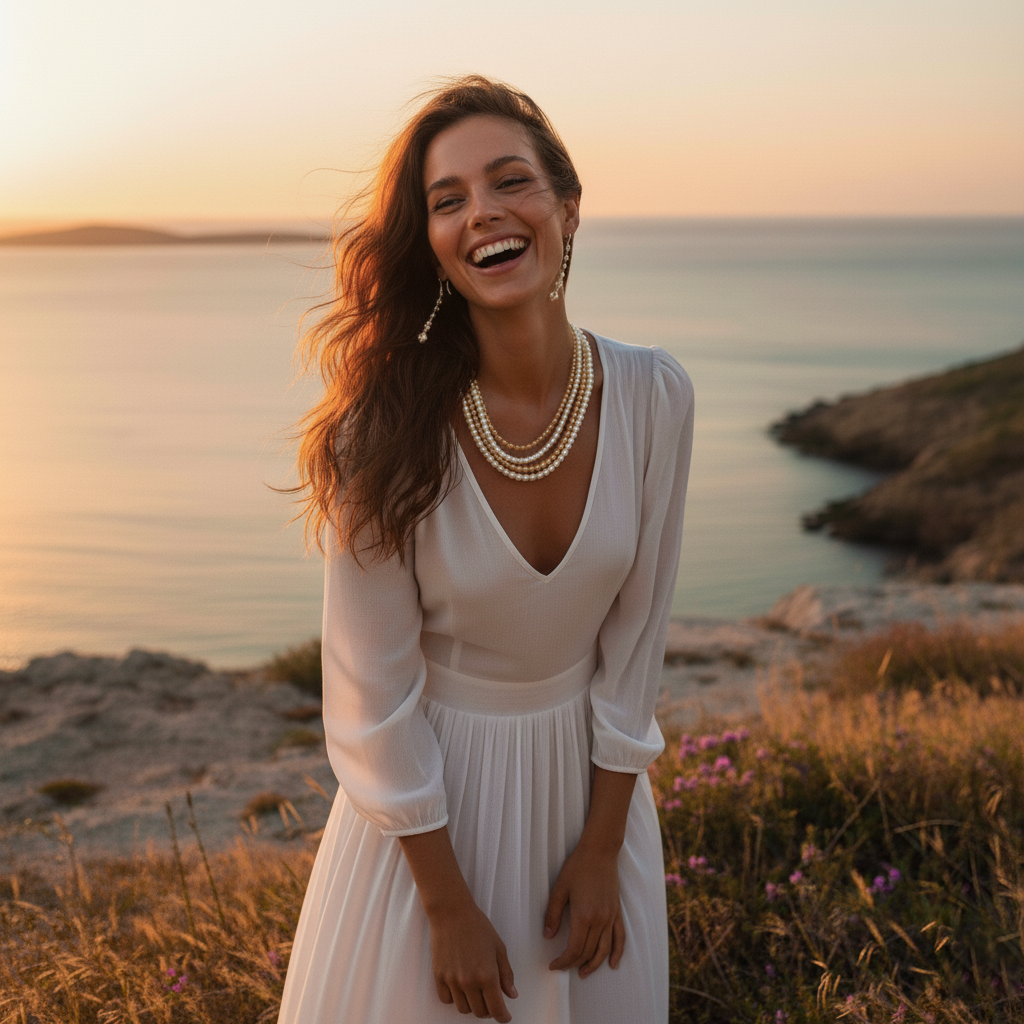Elegant Layered Pearl & Golden Bead Necklace Set