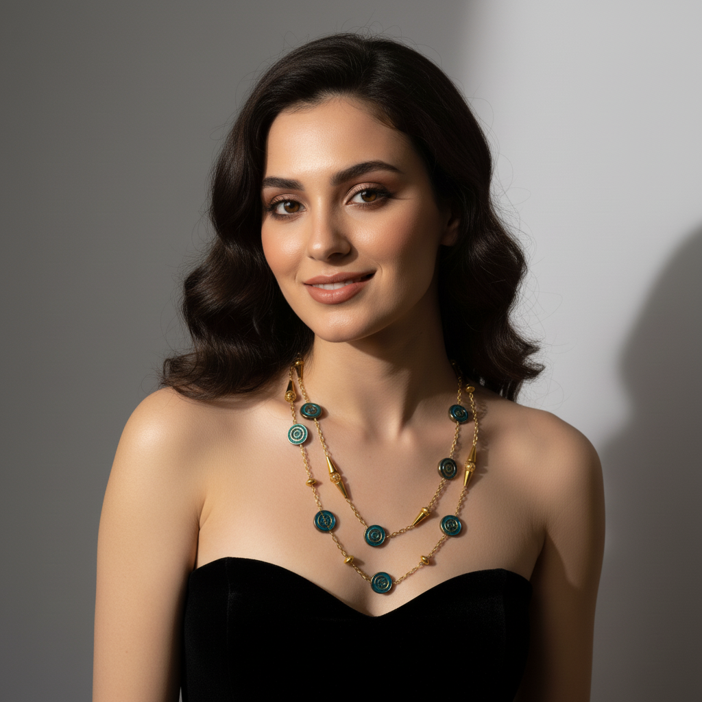 Maya Teal & Gold Statement Chain Necklace