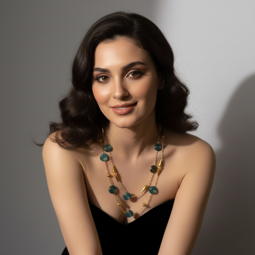 Maya Teal & Gold Statement Chain Necklace