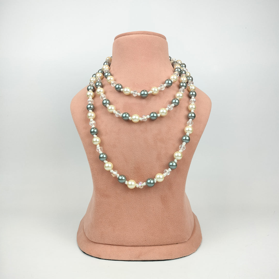 Multi-Tone Pearl and Crystal Necklace