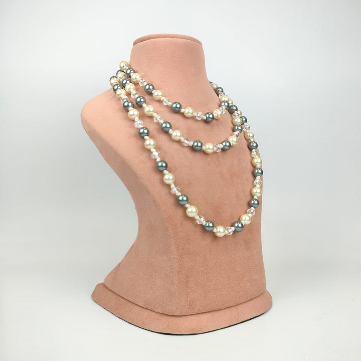 Multi-Tone Pearl and Crystal Necklace