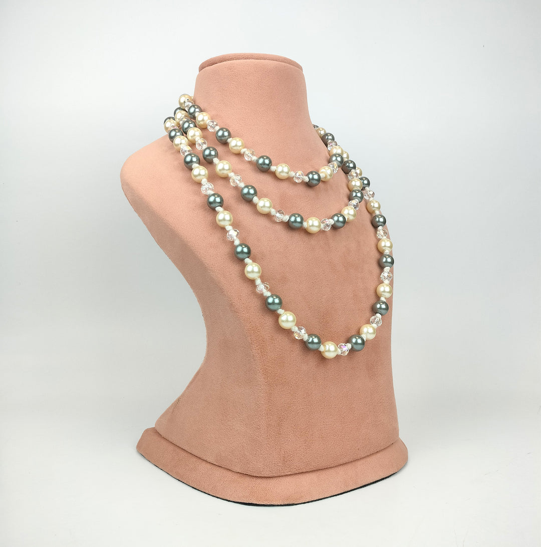 Multi-Tone Pearl and Crystal Necklace