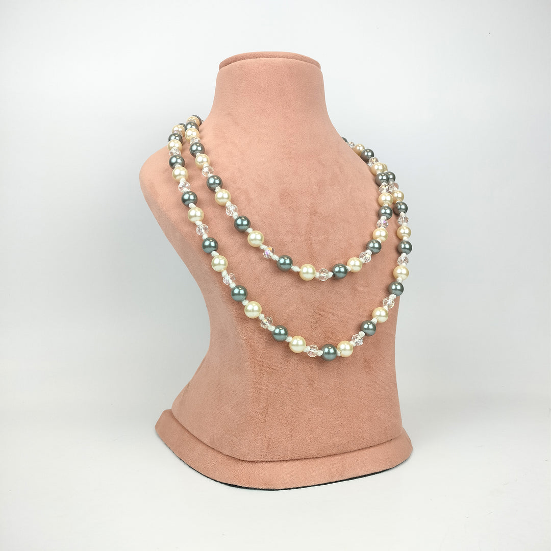 Multi-Tone Pearl and Crystal Necklace