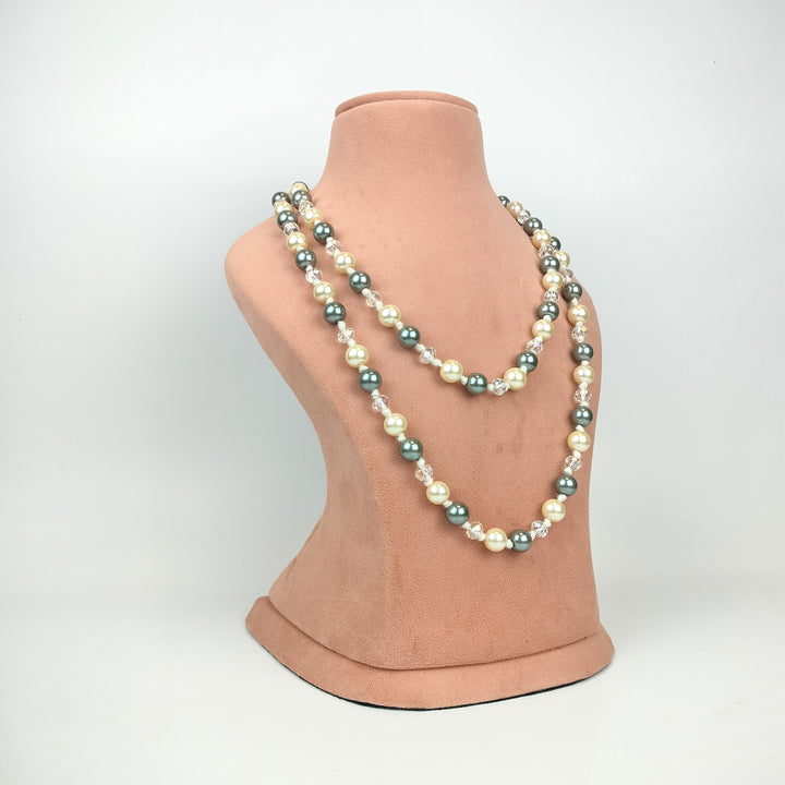 Multi-Tone Pearl and Crystal Necklace