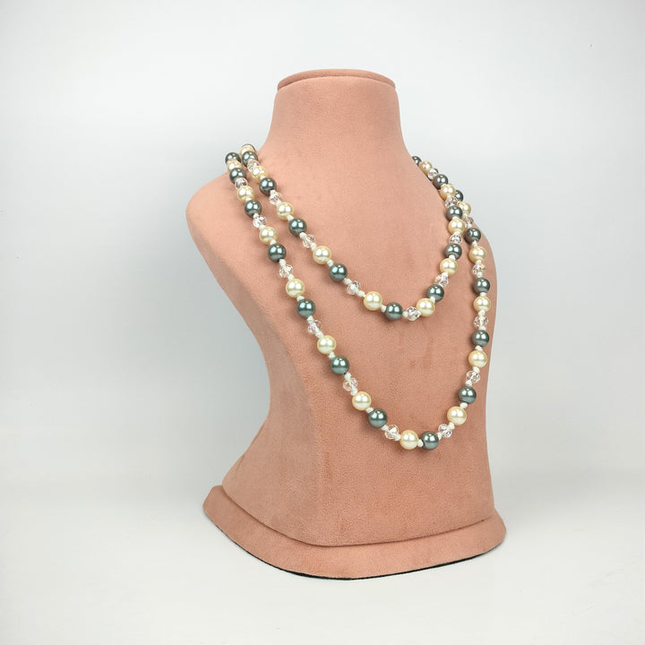 Multi-Tone Pearl and Crystal Necklace