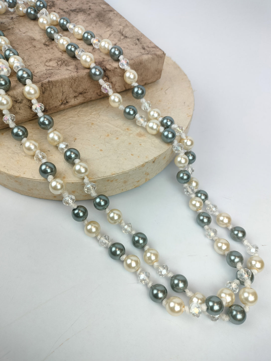 Multi-Tone Pearl and Crystal Necklace