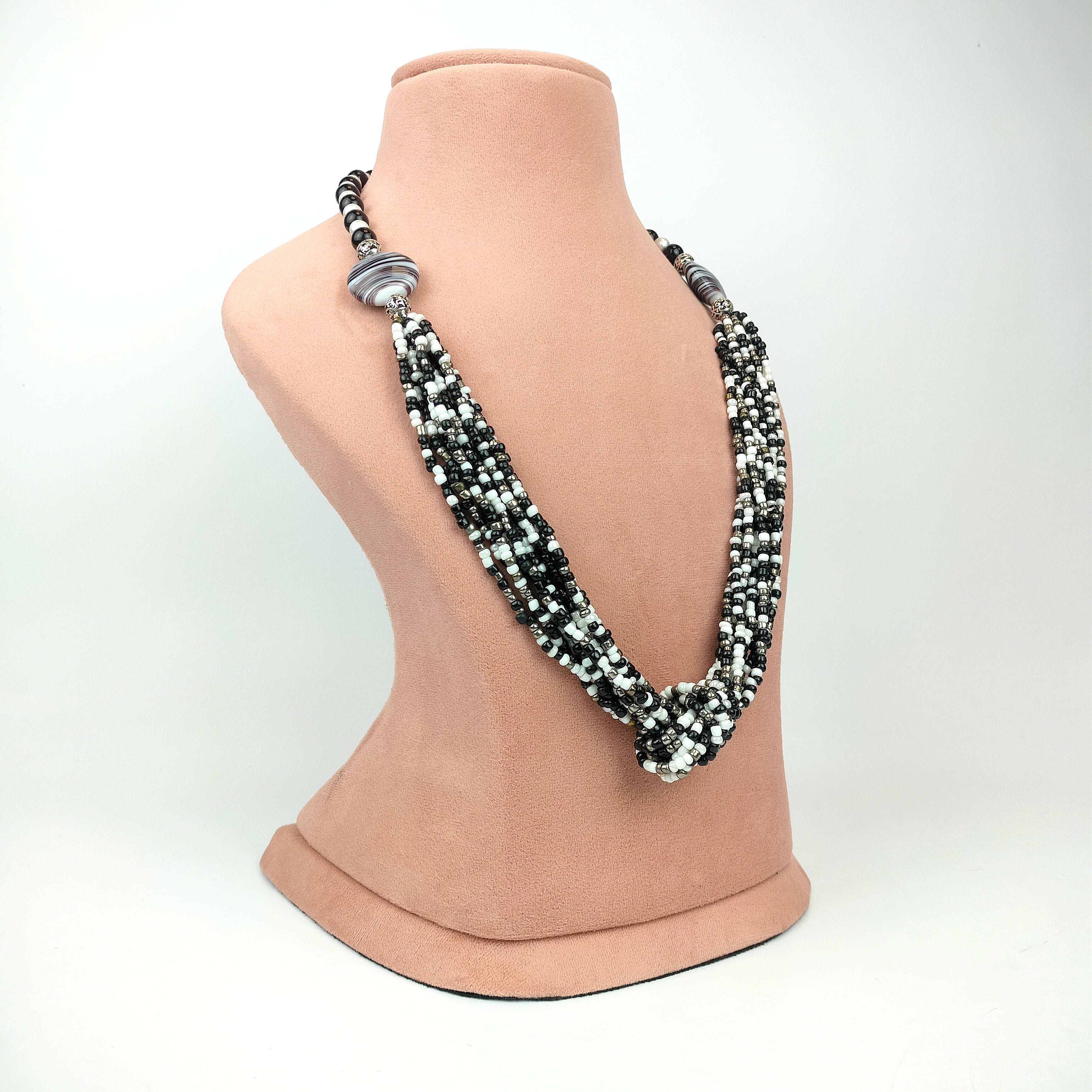 Modern 10 Pieces 2024 Silver & Black Statement Jewelry