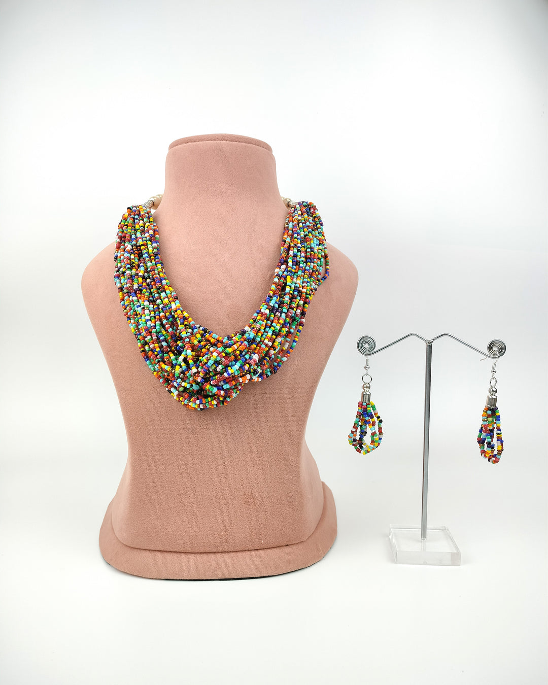 Vibrant Tribal Beaded Necklace Set