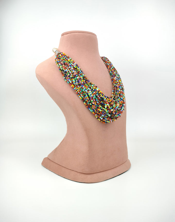 Vibrant Tribal Beaded Necklace Set