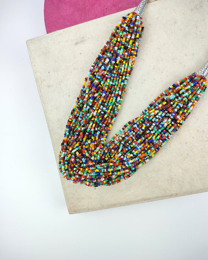 Vibrant Tribal Beaded Necklace Set