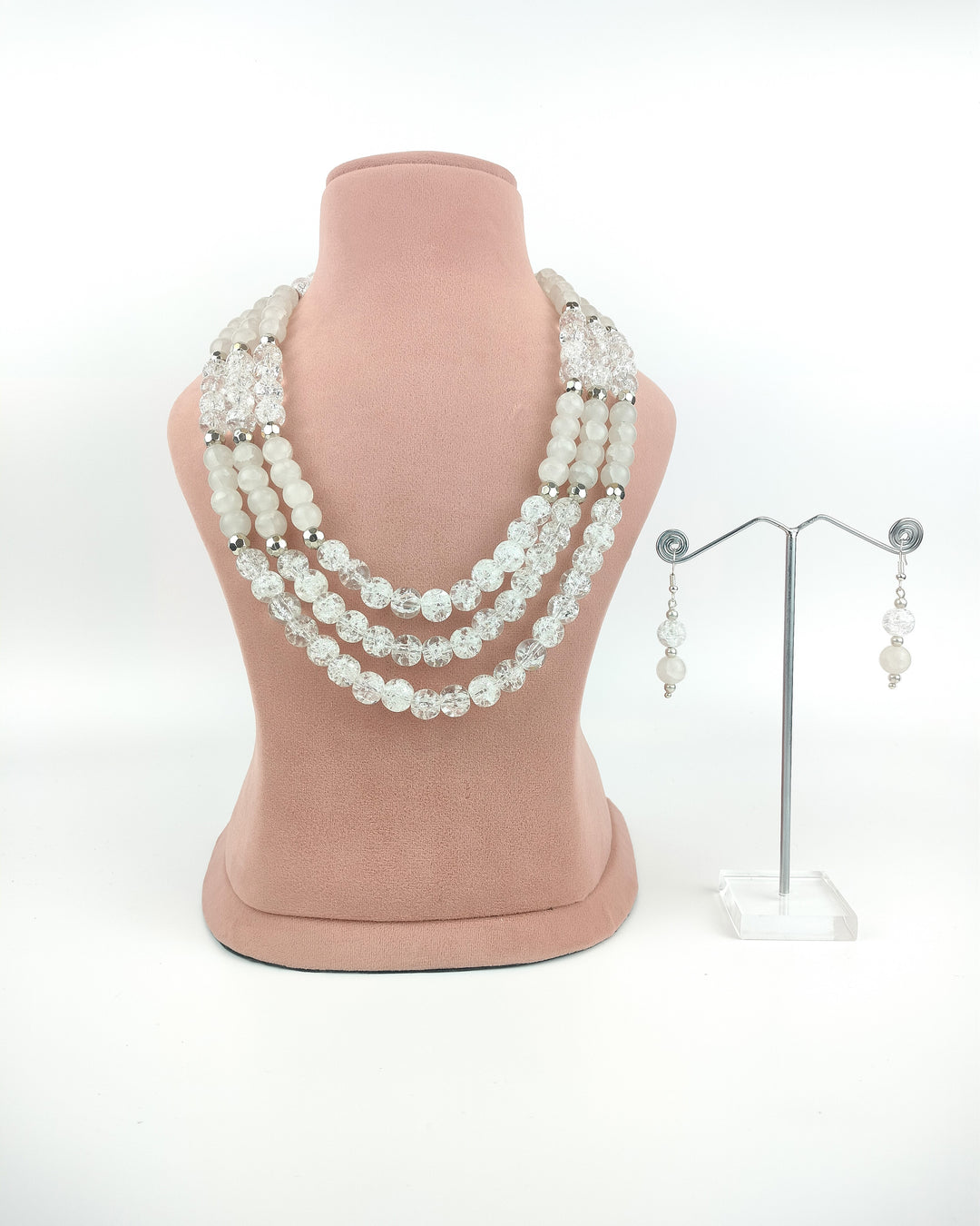 Elegant Glass and crackled beads Necklace Set