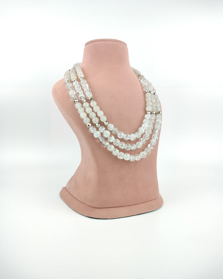 Elegant Glass and crackled beads Necklace Set