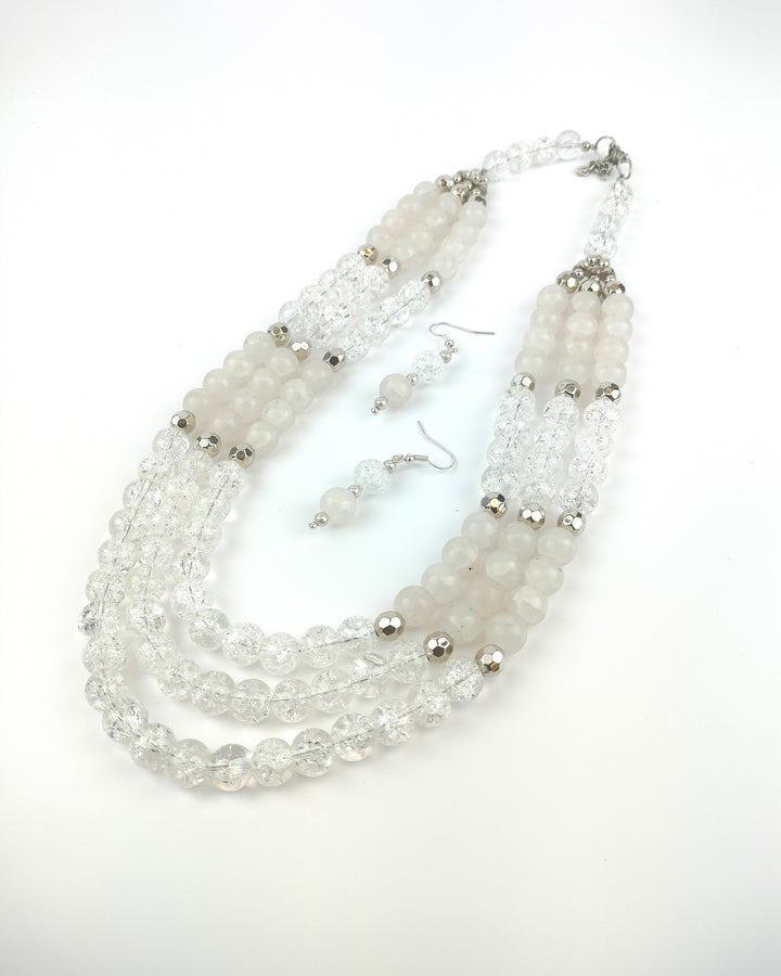 Elegant Glass and crackled beads Necklace Set